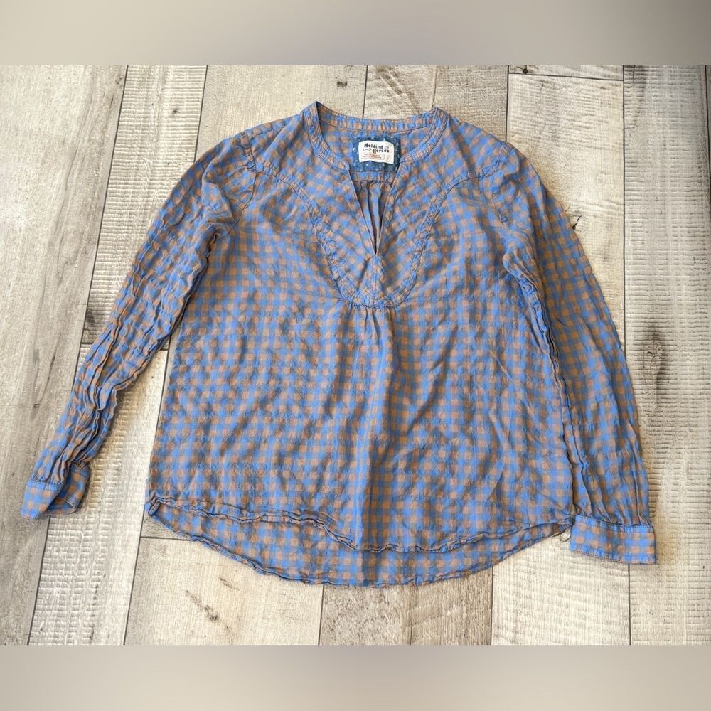 Anthropologie‎ Holding Horses Popover Gingham Top